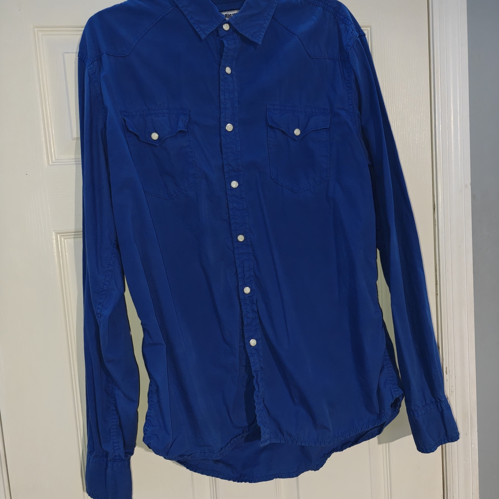 Men's Carbon Blue Athletic Fit Long Sleeve Shirt